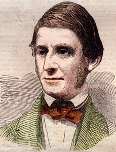 صورة لرالف والدو إمرسون (1803-1882) ، كاتب مقالات ، فيلسوف ، شاعر أمريكي. نقش في "" أخبار لندن المصورة "بتاريخ ٢٠ مارس ١٨٥٨. بواسطة فنان غير معروف
