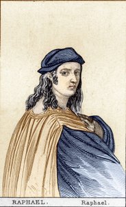 صورة لرافائيل (Raffaello Sanzio 1483-1520) (1483-1520) ، رسام إيطالي. نقش القرن التاسع عشر. بواسطة فنان غير معروف