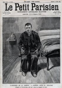 صورة سانتي كاسيريو (1873-1894) الأناركي الإيطالي ، قاتل سعدي كارنو ، في السجن. نقش في "" Le Parisien "" بواسطة فنان غير معروف