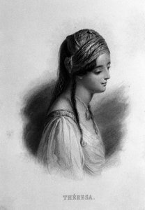 صورة لتريزا جامبا في Guiccioli (القرن التاسع عشر) في حب الشاعر جورج جوردون بايرون. نقش القرن التاسع عشر بواسطة فنان غير معروف