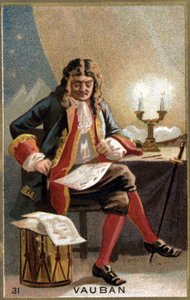 بورتريه فوبان (١٦٣٣ - ١٧٠٧). (Sébastien Le Prestre de Vauban) مشير فرنسا ومهندس عسكري. الطباعة الحجرية الملونة في القرن التاسع عشر. بواسطة فنان غير معروف
