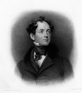 صورة للشاعر الأيرلندي توماس مور (أو توماس مور) (1779-1852) نقش من القرن التاسع عشر بواسطة فنان غير معروف