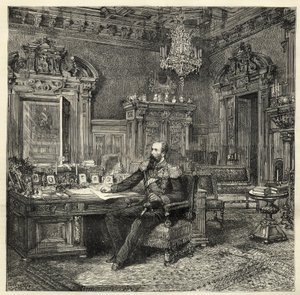 الأمير الإسكندر البلغاري (1857-1893) ، في دراسته - ألكسندر باتنبرغ - صورة ألكسندر الأول ملك بلغاريا أو ألكسندر باتنبرغ (1857-1893) في خزانة عمله - 1886 - بواسطة فنان غير معروف