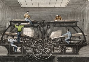 المطبعة: مطبعة جريدة "Le Siecle" في باريس. نقش من 1857 في "" Le Musee Des Sciences "" بواسطة فنان غير معروف