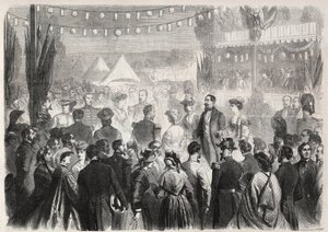 Quadrille d'honneur مرتجل على يد نابليون الثالث (1808-1873) في معسكر القنابل في فيشي في 21 يوليو 1861 - نقش في "" Le Monde Illustré " بواسطة فنان غير معروف