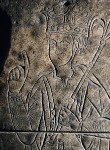 Representation of Sanchez II Garcia (1010-1029), Count of Castile. Low relief sculpts on the tomb of the Monastery of San Salvador, in Ona (Spain). بواسطة فنان غير معروف