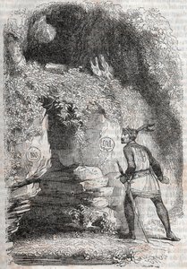 يجد رولاند مجسمات ميدور (ميدورو) وأنجيليك (أنجليكا) - نقش عام 1851 من "" Furious Roland "(أورلاندو فوريوسو) (القرن السادس عشر) بواسطة Ludovico Ariosto ، المعروف باسم Ariosta - طبعة مترجمة من الإيطالية بواسطة Count of تريسان و بوبليس بواسطة فنان غير معروف