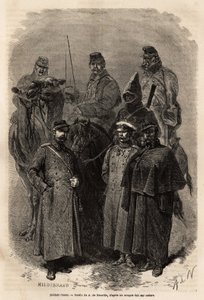 الجنود الروس ، الذين يحافظون على سلطة الإمبراطور في الأراضي الشاسعة لروسيا ، سمح الجيش الروسي أيضًا بارتفاع اجتماعي سريع للغاية ، مما أعطى امتيازات وتعليمات معينة لكل فرد من أعضائه. نقش لتوضيح La Russie libre ، بواسطة Wi بواسطة فنان غير معروف