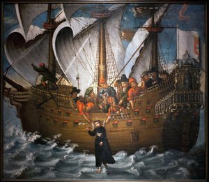 القديس فرانسوا كزافييه (1506-1552) ، معجزة حدثت في اليابان حوالي عام 1549 - لوحة مجهولة ، زيت على قماش ، منتصف القرن السابع عشر (لوحة مجهولة من منتصف القرن السابع عشر ، تُظهر معجزة كان من المفترض أن يؤديها القديس فرانسيسكو تشافي بواسطة فنان غير معروف