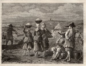 بركة تبخر الملح في بريتاني - Paludiers و Sauniers في بريتاني (فرنسا) ، والمستنقعات المالحة - نقش في "Les Merveilles de l'Industrie" بواسطة Louis Figuier بواسطة فنان غير معروف