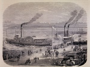 San Francisco Docks and Paddle Wheeled Boats (كاليفورنيا) - في "Tour du Monde" بواسطة فنان غير معروف