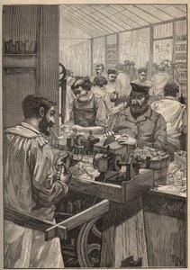 حنجرة البحر: تصنيع غليون البحر. نقش من عام 1885 في "" Les Arts et metiers Illustres "" لأدولف بيتارد. بواسطة فنان غير معروف