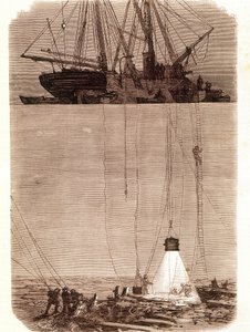 ابحث عن السفن الشراعية الإسبانية التي تحطمت في خليج فيجو عام 1702. الصفحة مأخوذة من "" Emporio Picturesco "" 1871 بواسطة فنان غير معروف