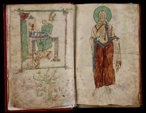 القديس يوحنا والروح القدس الذي يلهم القديس غريغوريوس: graduale 6B 59 بواسطة غير معروف