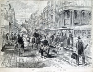 مشاهد الشوارع ، شارع كولينز في ملبورن عام 1889. بواسطة فنان غير معروف