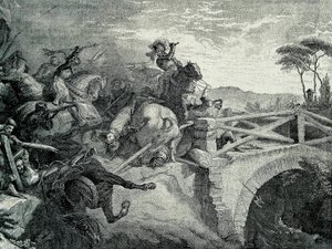 معركة غاريليانو (غاريلانو) بين الفرنسيين والإسبان أثناء الحرب الإيطالية الثالثة ، 29 ديسمبر 1503: غونزالو فرنانديز دي كوردوبا يُدعى إل غران كابيتان بواسطة فنان غير معروف