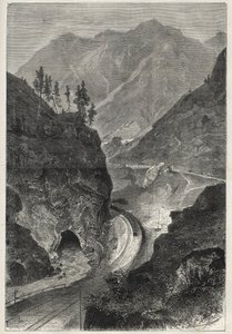 سكة حديد برينر (برينيرو) إلى تيرول (تيرولو - تيرول) - نقش 1867 - بواسطة فنان غير معروف