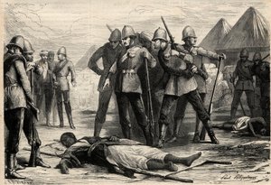 توفي إمبراطور إثيوبيا (نيجوس) ثيودوروس الثاني (تيودروس) في 13 أبريل 1868 بعد استيلاء الإنجليز على مجدالا ، حيث انسحب النيجوس. نقش في "" L'Univers اللامع "" بواسطة فنان غير معروف