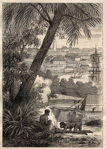 الرحلة الاستكشافية إلى الأراضي الجنوبية (1800-1803) بقلم نيكولاس بودان (1754-1803): منظر لسيدني (أستراليا) - رسم توضيحي من "البحارة العظماء في القرن الثامن عشر" بواسطة فنان غير معروف
