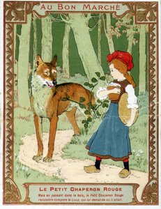 The Little Red Riding Hood يلتقي بالذئب - علامة Bon Marché الإعلانية بواسطة فنان غير معروف
