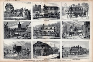 Omnibus of Paris: تحولاتهم في القرن التاسع عشر: الوقواق - الاسكتلندي - كارولينا - السيارة بها 60 مقعدًا - السيدة البيضاء - المثقبة - Bearnaise - الباريسي - الجامع الحديث بواسطة فنان غير معروف