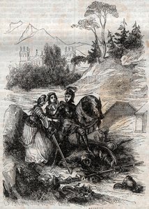 هزم العملاق إريفيل من قبل روجر (روجيرو ، روجيرو) - نقش عام 1851 من "" Furious Roland "(أورلاندو فوريوسو) (القرن السادس عشر) بواسطة Ludovico Ariosto ، المعروف باسم Ariosta - طبعة مترجمة من الإيطالية بواسطة Count of Tressan وتم نشرها بواسطة Gu بواسطة فنان غير معروف