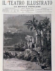 المشهد الأخير من مسلسل The Pearl Fishermen ، الفصل الأول ، أوبرا جورج بيزيه بواسطة فنان غير معروف