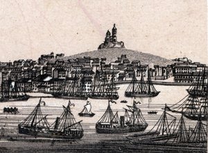 ميناء مرسيليا القديم في "العالم يوضح 168 منظرًا" "غير مؤرخ (أواخر القرن التاسع عشر) بواسطة فنان غير معروف