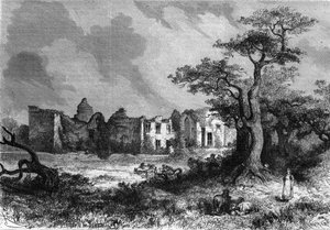 أنقاض شاتو دي لا Mailleraye بالقرب من Parthenay ، قسم Deux-Sevres (Deux Sevres) في منطقة Poitou-Charentes (Poitou Charentes). نقش في "" الكون اللامع "" بواسطة فنان غير معروف