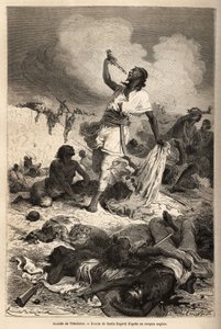 انتحار إمبراطور إثيوبيا ثيودوروس الثاني (تيودروس) (حوالي 1818-1868) في 13 أبريل بواسطة فنان غير معروف