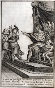 ثيودوسيوس الأول (فلافيوس ثيودوسيوس) (347-395) ، الإمبراطور الروماني ، كان قد ألقي القبض على أمفيلوك ، إيفيك من أيكون ، بسبب عدم احترام ابنه ، أركاديوس (377-408). تعلن Eveque "عندما نحمي الأريوسيين الذين ينكرون ألوهية يسوع المسيح ، ابن الله ، يجب علينا بواسطة فنان غير معروف