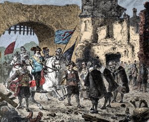 ثلاثون عامًا: الجنرال برنارد من ساكسونيا فايمار (ساكسونيا-فايمار) (1604-1639) بين المنتصر في بريساتش (ألمانيا) - برنارد من فايمار يدخل بريساش - بواسطة فنان غير معروف