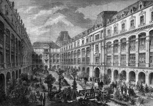 تحولات باريس تحت الإمبراطورية الثانية ، Paris Haussmann: Place du Chateau d'eau. لم شمل حديقة المحلات التجارية. بواسطة فنان غير معروف