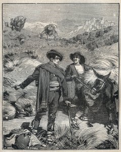 اكتشف فلاحان من سييرا ألماجريرا في إسبانيا إيداع الفضة في جاروسو في عام 1838. نقش من عام 1885 في "" رسومات Les Arts et metiers "" لأدولف بيتارد. بواسطة فنان غير معروف