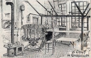 Un canut du Gourguillon (ليون) في عام 1893 - نقش في "Le Progres اللامع" "عام 1895 بواسطة فنان غير معروف