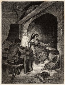 نزل في Saint Cernin ، نقش لتوضيح رحلة إلى البراكين في وسط فرنسا في عام 1864 ، في "Le tour du monde ، nouveau journal des voyages" المنشور تحت إشراف إدوارد شارتون بواسطة فنان غير معروف