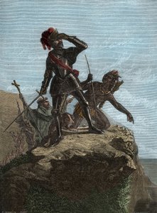VASCO NUNEZ de BALBOA (1475-1519) - مستكشف إسباني - اكتشف بالبوا المحيط الهادي عام 1513 - Conquete de l'Ouest: يمكن اكتشافه من المحيط الهادئ بواسطة فاسكو نونيز دي بالبوا في عام 1513 - نقش بعد اللوحة بواسطة السيد Urdaneta بواسطة فنان غير معروف