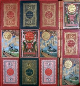 أغلفة متنوعة لكتب Jules Verne المنشورة في طبعات Hetzel. مجموعة مكتبة Jules Verne. باريس. بواسطة فنان غير معروف