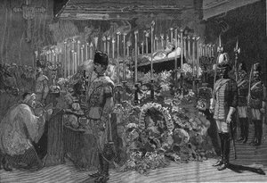 فيينا 1889: المصلى المحترق لأرشيدوق هابسبورغ رودولف (1858-1889) بواسطة فنان غير معروف