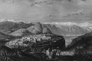 منظر لقسنطينة في القرن التاسع عشر ، في "L'Algerie ancien et moderne" بقلم ليون غاليبرت بواسطة فنان غير معروف