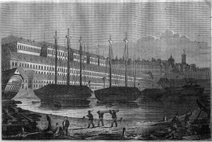 منظر من Corderies و Bagne وبرج Saint Louis (Saint-Louis) في بريست. في "" المتجر الخلاب "" 1835 بواسطة فنان غير معروف