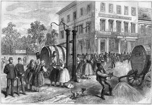 نظام الري في شوارع فيينا بالنمسا عام 1873. بواسطة فنان غير معروف