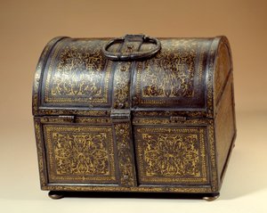 صندوق سلاح Cosimo I (Cosimo de Medici) (1519-1574) و Eleonore de Toledo (1519-1562) (Eleonora di Toledo) من المعدن والدماسكوين. القرن السادس عشر في باريس ، متحف اللوفر بواسطة فنان غير معروف
