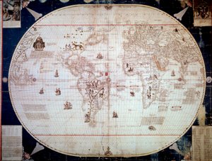خريطة العالم للملاح سيباستيانو كابوتو (سيباستيان كابوت) (1476-1557) 1544. Paris، BN بواسطة فنان غير معروف