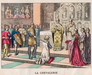 فارس - La Chivalerie - تليين فارس - نقش نهاية القرن التاسع عشر في "" Nos Gires Nationales - صور وتلاوات "" بواسطة فنان غير معروف