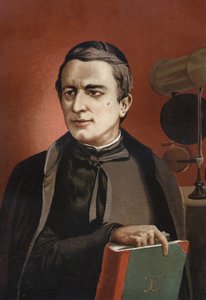 صورة لأنجيلو سيكي ، عالم الفلك الإيطالي (1818 - 1878) ، مؤسس التحليل الطيفي. على أساس مشاهير الرجال والنساء. برشلونة 1877. بواسطة فنان غير معروف