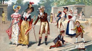حديقة التويلري في نهاية القرن الثامن عشر. ليبيج chromolithography من القرن التاسع عشر بواسطة فنان غير معروف