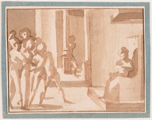 رسم، المسيح أمام قايفاس، 1550-1600 بواسطة فنان غير معروف