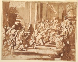 رسم، كليمنت الحادي عشر وهو يلبس راهبة ابنة أخيه، حوالي 1700 بواسطة فنان غير معروف