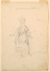رسم، تصميم أزياء: امرأة مغنية لباليه، حوالي عام 1720